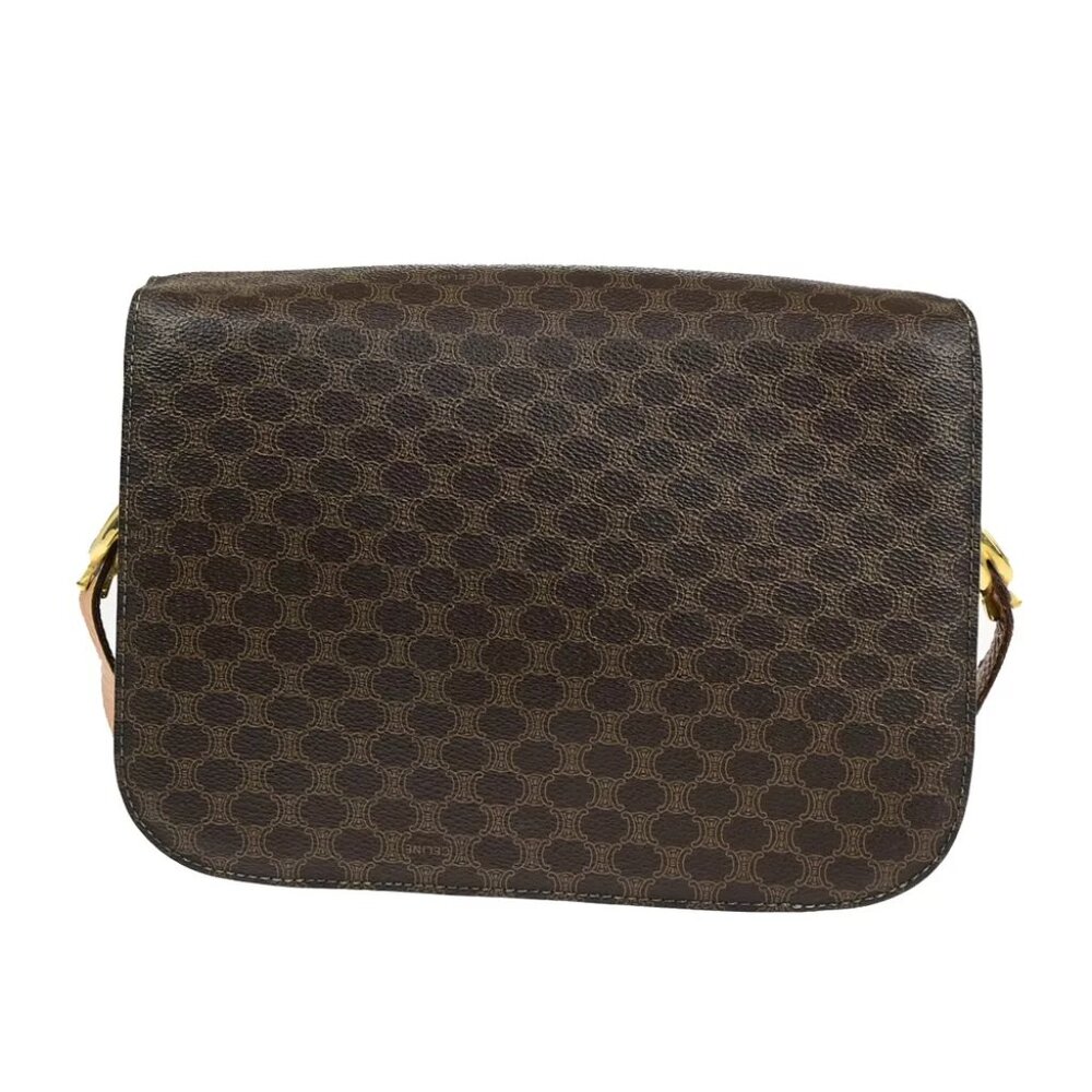 CELINE Macadam Pattern Horse Carriage Shoulder Bag PVC Leather Brown GHW 98YG603 - Picture 4 of 15